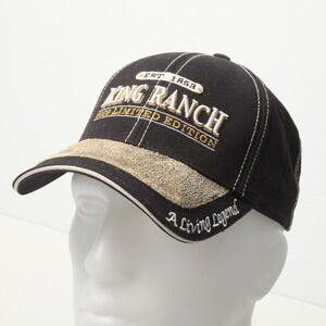 King Ranch Hat Cap Strap Back One Size Black Canvas Baseball Western Cowboy